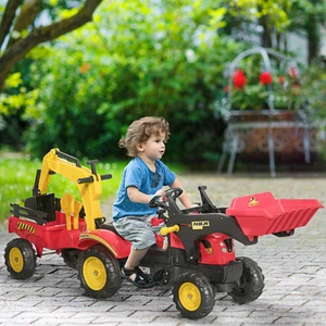 Ride On Excavator Pedal Control w/ 6 Wheels Controllable Bucket, for Ages 3-6 - Picture 1 of 11
