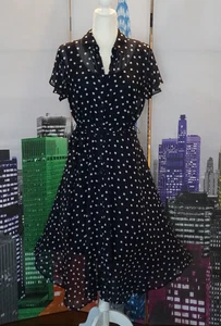 Alyx gepunktetes blau & weißes Kleid Größe 6 - Bild 1 von 8