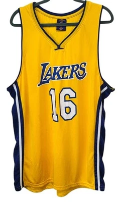 Los Angeles Lakers Jersey Gasol 16 Mens XL Basketball Gold Purple Yellow Hoops - Image 1 of 4