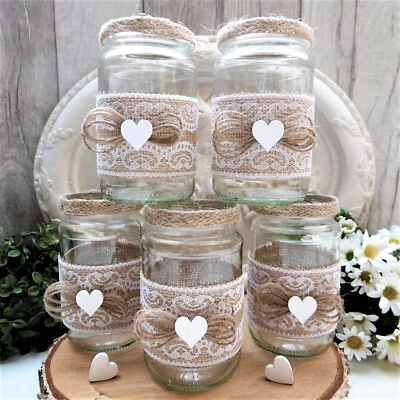 5 x Windlicht Teelichthalter Vase Vintage Landhaus Deko Glas Tischdeko Hochzeit  - Bild 1 von 4