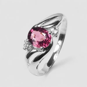 1.15Ct Vivid Pink Rhodolite Garnet 925 Sterling Silver Handmade Rings Size 7.25 - Picture 1 of 8