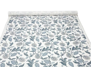 LAURA & KIRAN PALAMPORE INDIGO BLUE JACOBEAN FLORAL VINE FABRIC BY THE YARD 54"W - Picture 1 of 6