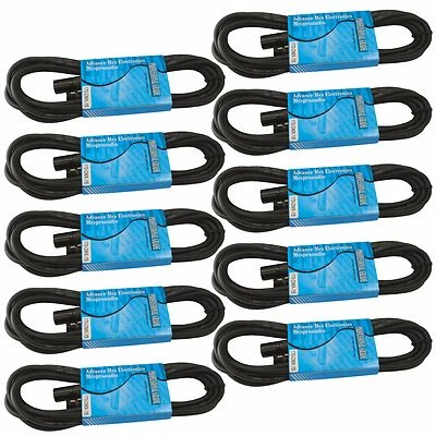 10 PACK 15 Foot ft 3 Pin XLR Male To Female DMX 512 Light Lighting Data Transfer - Image 1 of 3