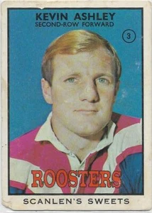 1968 B Nrl Rugby League Scanlens (3) Kevin ASHLEY Roosters :: - Picture 1 of 2