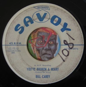 HEAR Bill Carey 45 You've Broken A Heart / Padre SAVOY rockabilly bopper promo - Picture 1 of 2
