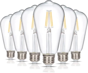 LED Edison Vintage Filament ST21 (ST64) Light Bulbs (6 Pack) 4W Dimmable 40W Equ - Picture 1 of 8