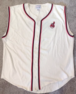 Camiseta MLB mercancía genuina de los Indios para hombre XL abotonada sin mangas blanca - Imagen 1 de 7