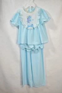 Care Bear Pajamas Size 6 Blue 3 Piece Vintage Girl's - Picture 1 of 10