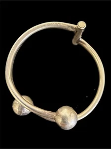Sterling Silver Ball Ends Bypass Modernist Bracelet Hinged AGS 925 Mexico - Picture 1 of 3