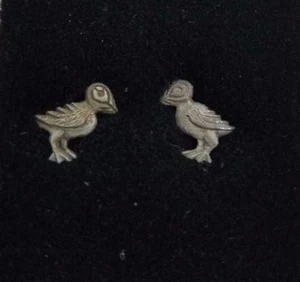 Puffins Birds Stud EARRINGS Pewter Made in the USA Silver Metal Beach Ocean - Picture 1 of 3