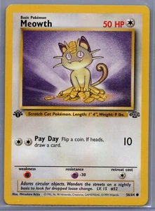 Pokémon TCG Meowth Jungle 56/64 Regular 1st Edition Common - Picture 1 of 2
