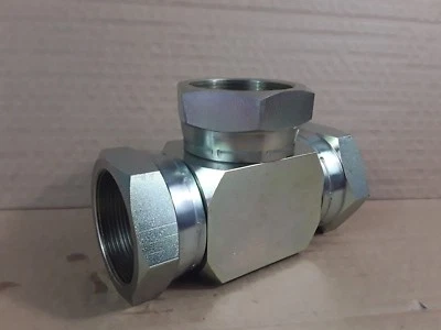 2" BSP Hydraulic Fitting Equal Female Swivel Tee F/F/F * - Image 1 of 3