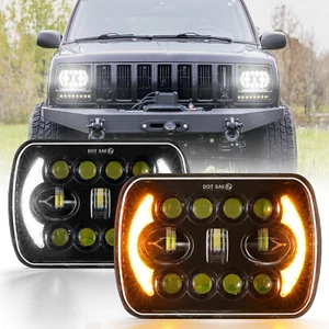 Pair 7x6" LED Headlights Hi/Lo DRL Turn Signal for Nissan Hardbody D21 Pickup - Picture 1 of 12