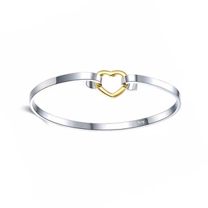 Heart Hook Bangle Bracelet Sterling Silver - Picture 1 of 10