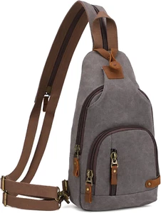 Canvas Sling Bag Crossbody Backpack Shoulder Casual Rucksack for Men Women - Picture 1 of 8