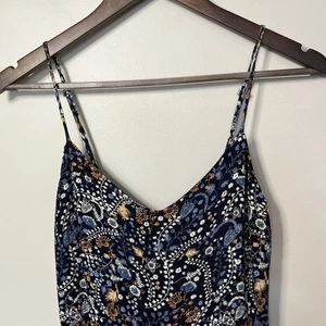 Roan Ryan Evereve Jumpsuit XS blau Paisley cropped weites Bein verstellbare Träger - Bild 1 von 7