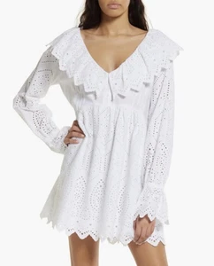 TOPSHOP White Lace DRESS Size UK 12 Aus 14 NWT Boho Relaxed Fit Cottagecore - Picture 1 of 8