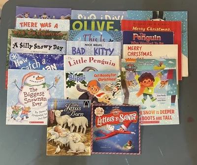 Lot of 20 Winter Christmas Snow Holiday Santa Classroom Children Picture Books E - Image 1 of 4