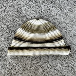 Gorro vintage de ganchillo boho bronceado y marrón hippie - Imagen 1 de 3