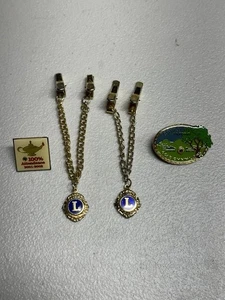 Menge 4 Lions Club Pins - Perfekte Teilnahme - Coulterville CA Gold Kette Löwen - Bild 1 von 14