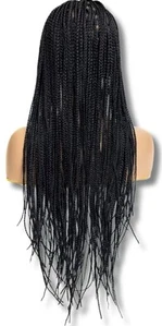 Knotless Braided Wigs for Black Women 28 Inch Handmade Box Braid Wig W/baby Hair - Picture 1 of 5