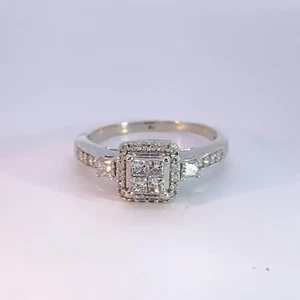 Damen Diamant Verlobungsring 34 Diamanten 0,62 Karat T.W. 10K Weiß (MI1073234) - Bild 1 von 11