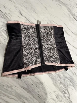 RAGO Waist Trainer Cincher Satin & Lace Pink Black Style 721  2X / 34 - Image 1 of 4