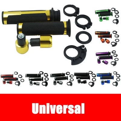 2Pcs 7/8" 22mm Universal Aluminum Alloy Rubber Motorcycle Handlebar Hand Grips — 第 1/4 张图片