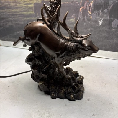 Wildlife Nature Bull Moose Grand Elk Desktop Table Lamp With Shade 25"H Hunting - Image 1 of 4