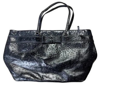 Kate Spade Harmony Valencia Road Black Ostrich Embossed Leather Tote Bag — 第 1/4 张图片