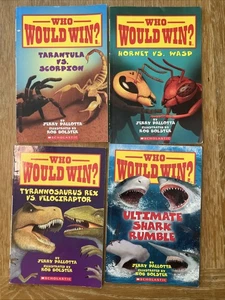 4 Who Would Win Jerry Pallotta Readers Books Lot Shark Dinosaur Hornet Tarantul - Picture 1 of 3