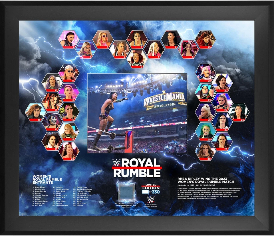 Rhea Ripley Framed 20x24 2023 Women's Royal Rumble Collage w/MU Canvas - LE 330 - Image 1 of 1