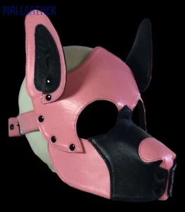 Maschera cucciolo in pelle, testa di cane cosplay, maschera, festa gioco cucciolo, regolabile, gioco cucciolo - Foto 1 di 15