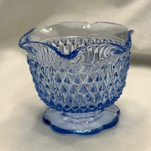 Indiana Diamond Point Eisblau Glas Gewürz Dip Schale Standfuß gewellter Rand - Bild 1 von 11
