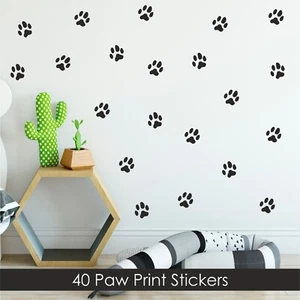 40 Paw Print Stickers | Dog Pet Animal Wall Decals Car Van Kids Vinyl Bedroom - Picture 1 of 5
