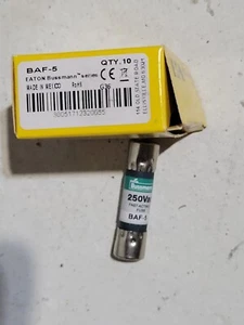 10 Pack Bussmann BAF-5 Fuse, 5 Amp, 250 VAC, - Picture 1 of 1