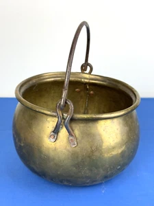 Vintage Brass Pot w/ Cast Iron Swing Bail Handle, Plants, Succulents, Decor - Picture 1 of 16