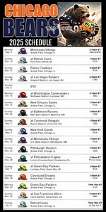 CHICAGO BEARS 2025 NFL Football Schedule Glossy Fridge Magnet 4" x 8" - Picture 1 of 1