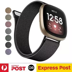 F Fitbit Versa 2 3 4 Lite Sense 2 Stainless Steel Magnetic Watch Band WristBand - Picture 1 of 14