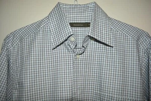$475 NEW Ermenegildo Zegna White Check Pure Cotton Dress Shirt Medium Italy - Picture 1 of 12