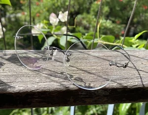 Titanium Round glasses Steve Jobs Gunmetal glasses men rimless round eyeglasses - Picture 1 of 11