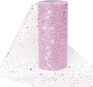 Tüll Stoff Rolle Glitzer Pailletten 15 cm x 23 m Rosa DIY Hochzeit Party - Bild 1 von 7