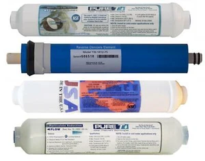 4tlg Ersatz Inline Filter Set Tragbar Umkehrosmose Plus 75 GPD Membran - Bild 1 von 1
