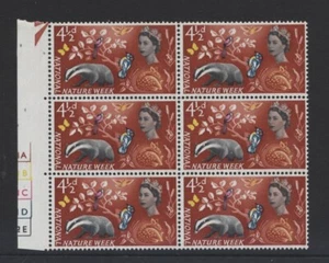 1963 41/2d NATURWOCHE ZYLINDER SECHSERBLOCK (0) SG 638 - Bild 1 von 1