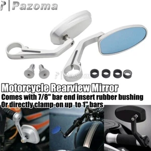 Cafe Racer Style Motorcycle 7/8" Handlebar End Rear View Side Mirrors Universal - Picture 1 of 12