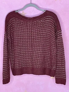 Gossip Girl by Romeo & Juliet Couture Red & Gold Open Knit Sweater Size Medium - Picture 1 of 7