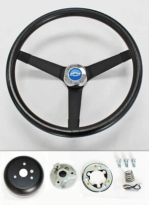 60-69 Chevy Truck C10 C20 14 3/4" vintage negro volante tapa pajarita azul Foto 1 de 4