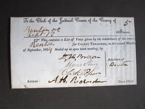 vTg 1854 Benton Maine Registrars Office vote counts RARE close race Daniel Pike - Picture 1 of 11