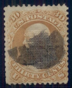 US #100 30¢ orange, "F" Grill, used, scarce stamp, Weiss cert, Scott $950.00 - Picture 1 of 1