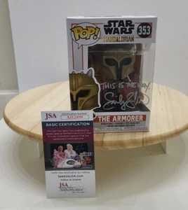 Emily Swallow Signed Mandalorian The Armorer Funko Pop JSA New - Picture 1 of 8
